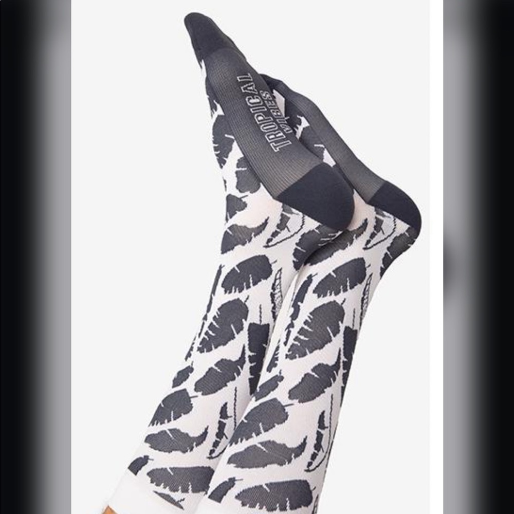 Figs Tropical Vibes Black &White Compression Socks
